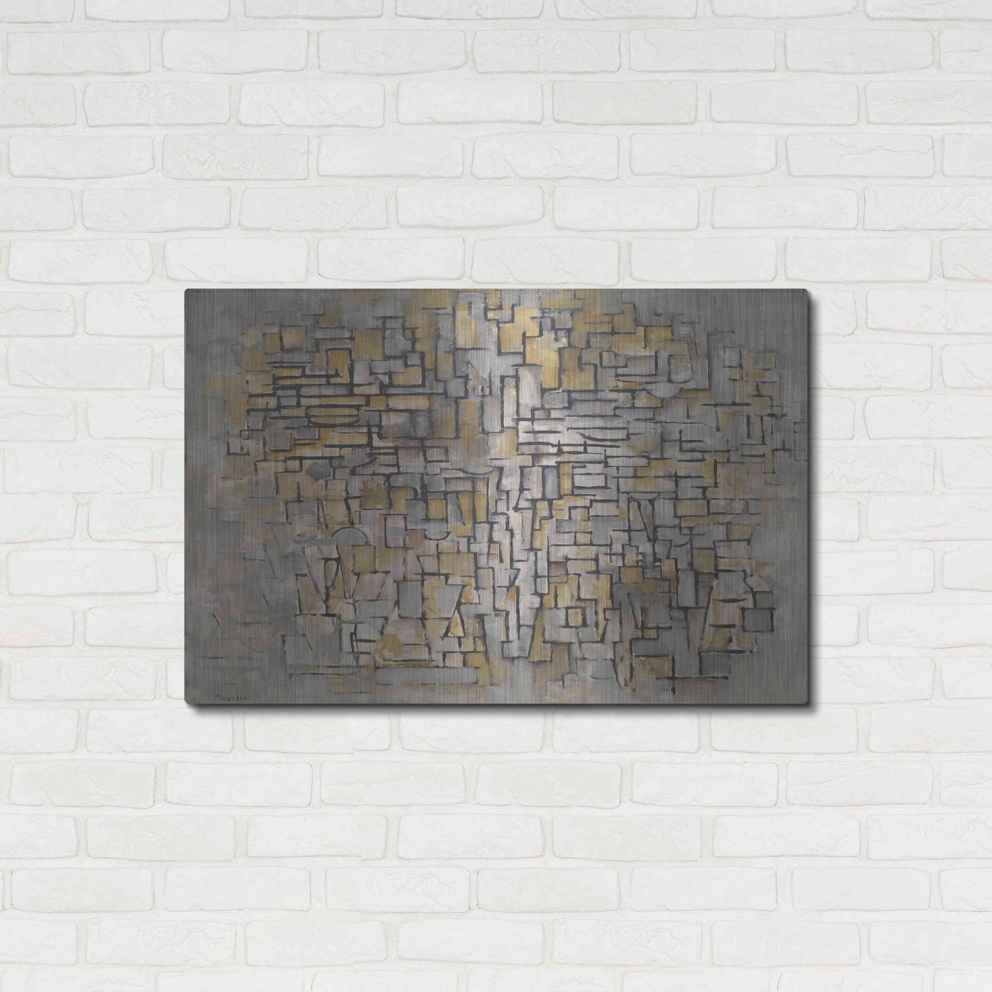Luxe Metal Art 'Tableau No. 2, Composition No. VII, 1913' by Piet Mondrian, Metal Wall Art,36x24