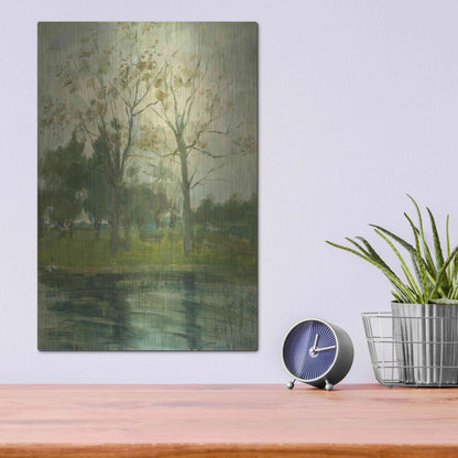 Luxe Metal Art 'Two Trees Silhouetted Behind A Water Course, 1900-02' by Piet Mondrian, Metal Wall Art,12x16