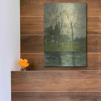 Luxe Metal Art 'Two Trees Silhouetted Behind A Water Course, 1900-02' by Piet Mondrian, Metal Wall Art,12x16