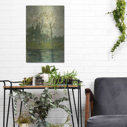 Luxe Metal Art 'Two Trees Silhouetted Behind A Water Course, 1900-02' by Piet Mondrian, Metal Wall Art,12x16