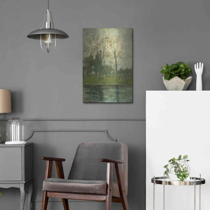 Luxe Metal Art 'Two Trees Silhouetted Behind A Water Course, 1900-02' by Piet Mondrian, Metal Wall Art,16x24