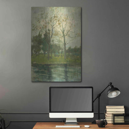 Luxe Metal Art 'Two Trees Silhouetted Behind A Water Course, 1900-02' by Piet Mondrian, Metal Wall Art,24x36