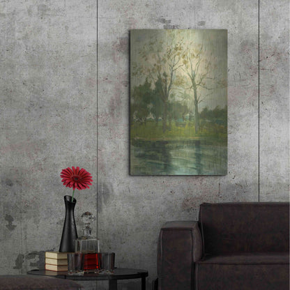 Luxe Metal Art 'Two Trees Silhouetted Behind A Water Course, 1900-02' by Piet Mondrian, Metal Wall Art,24x36
