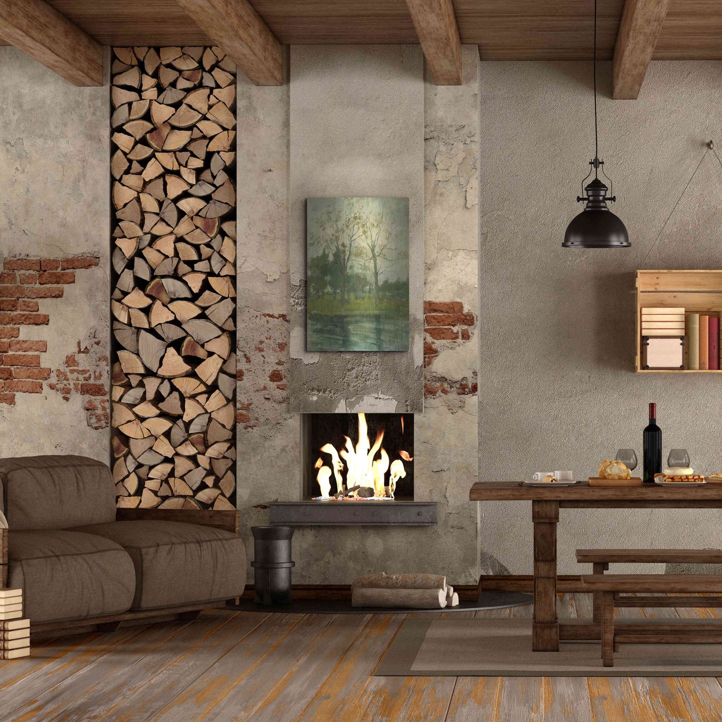 Luxe Metal Art 'Two Trees Silhouetted Behind A Water Course, 1900-02' by Piet Mondrian, Metal Wall Art,24x36