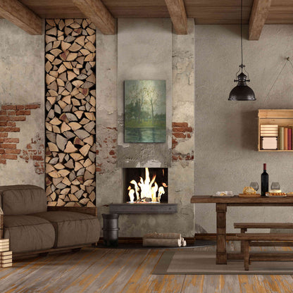 Luxe Metal Art 'Two Trees Silhouetted Behind A Water Course, 1900-02' by Piet Mondrian, Metal Wall Art,24x36