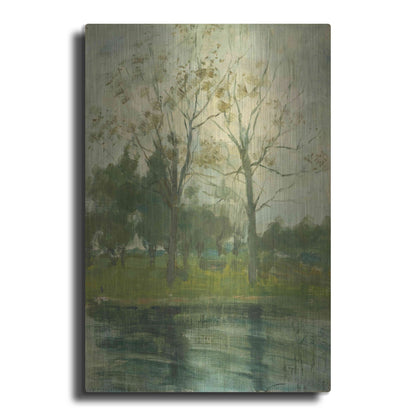 Luxe Metal Art 'Two Trees Silhouetted Behind A Water Course, 1900-02' by Piet Mondrian, Metal Wall Art