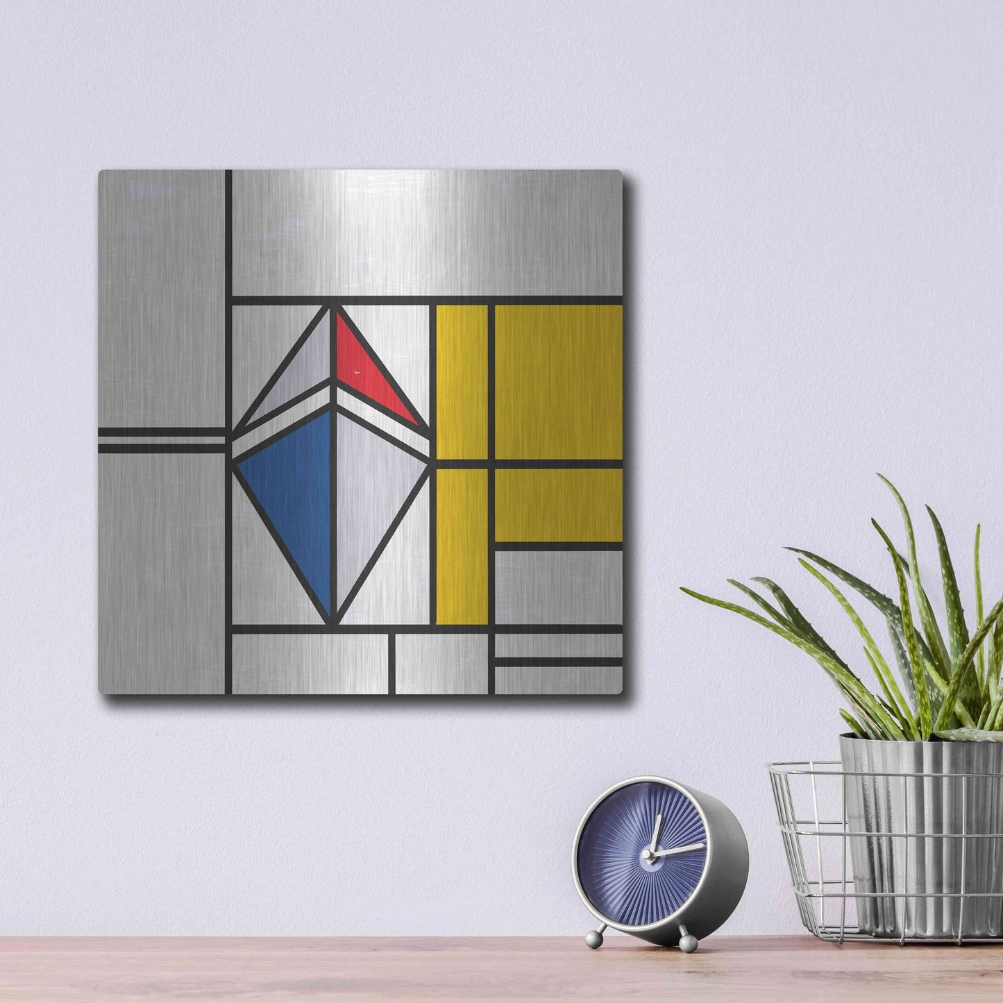 Luxe Metal Art 'Mondrian 3937 Ethereum Crypto Art-02' by Luxe Portfolio, Metal Wall Art,12x12