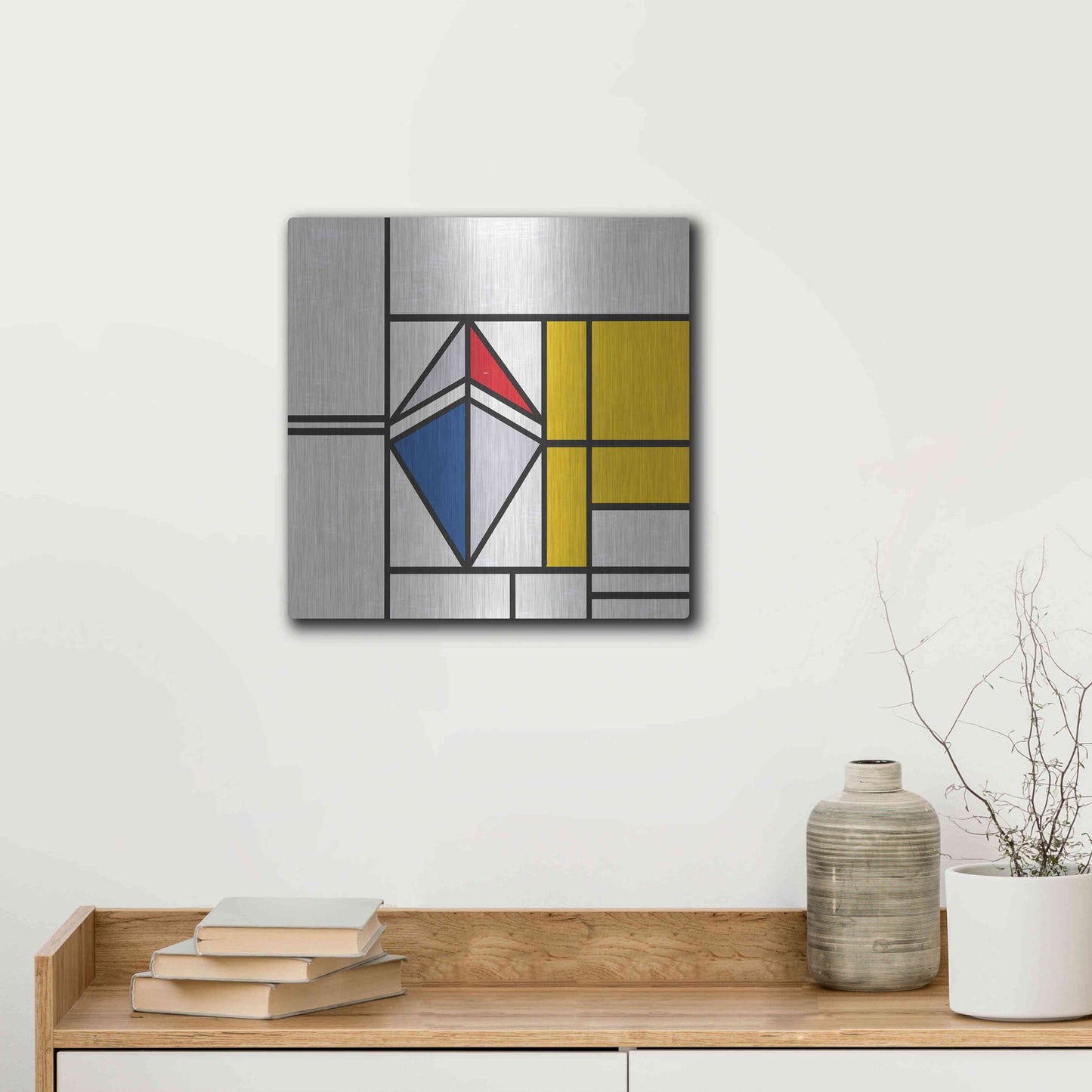 Luxe Metal Art 'Mondrian 3937 Ethereum Crypto Art-02' by Luxe Portfolio, Metal Wall Art,12x12