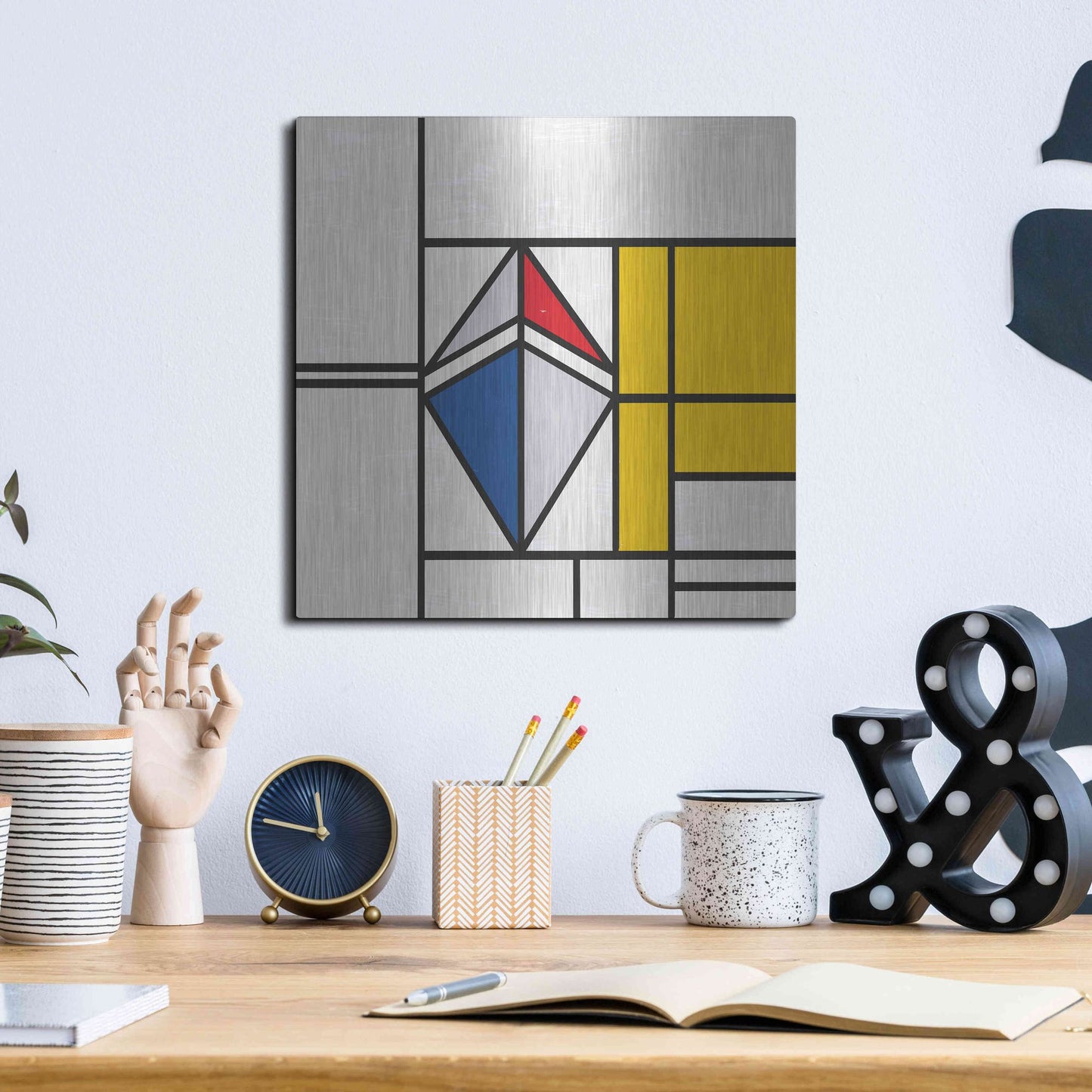 Luxe Metal Art 'Mondrian 3937 Ethereum Crypto Art-02' by Luxe Portfolio, Metal Wall Art,12x12