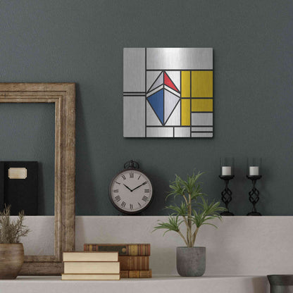 Luxe Metal Art 'Mondrian 3937 Ethereum Crypto Art-02' by Luxe Portfolio, Metal Wall Art,12x12