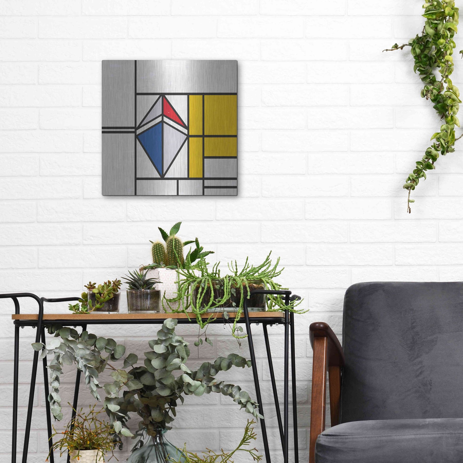 Luxe Metal Art 'Mondrian 3937 Ethereum Crypto Art-02' by Luxe Portfolio, Metal Wall Art,12x12