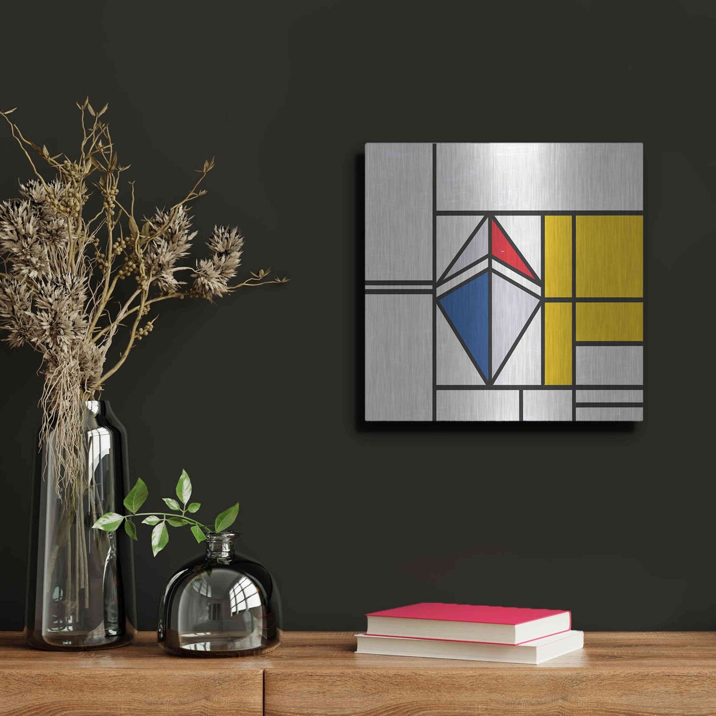 Luxe Metal Art 'Mondrian 3937 Ethereum Crypto Art-02' by Luxe Portfolio, Metal Wall Art,12x12