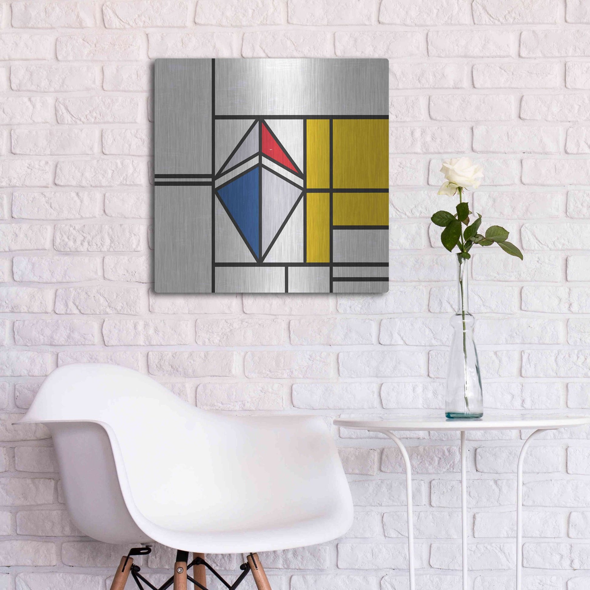 Luxe Metal Art 'Mondrian 3937 Ethereum Crypto Art-02' by Luxe Portfolio, Metal Wall Art,24x24