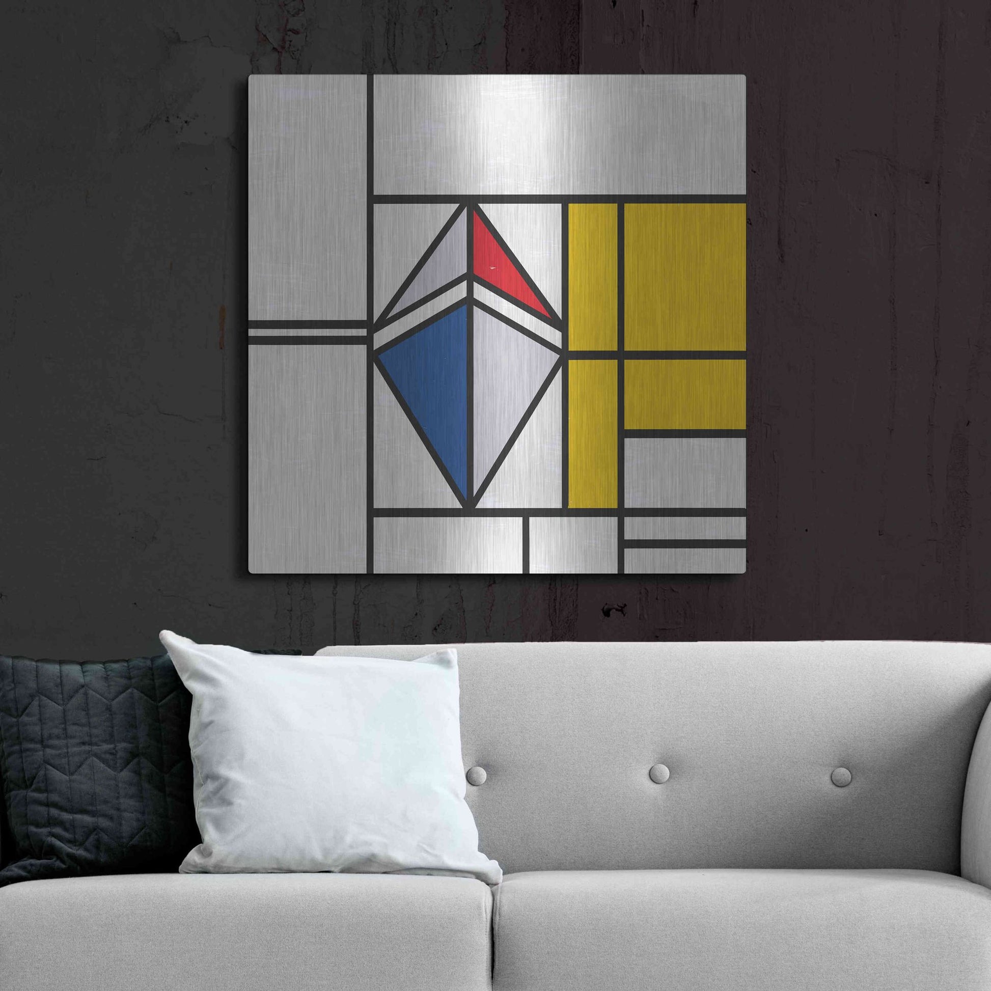 Luxe Metal Art 'Mondrian 3937 Ethereum Crypto Art-02' by Luxe Portfolio, Metal Wall Art,36x36