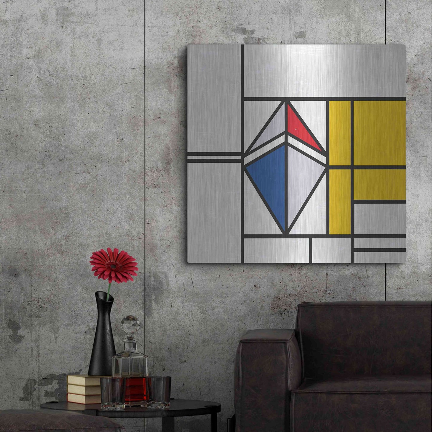 Luxe Metal Art 'Mondrian 3937 Ethereum Crypto Art-02' by Luxe Portfolio, Metal Wall Art,36x36
