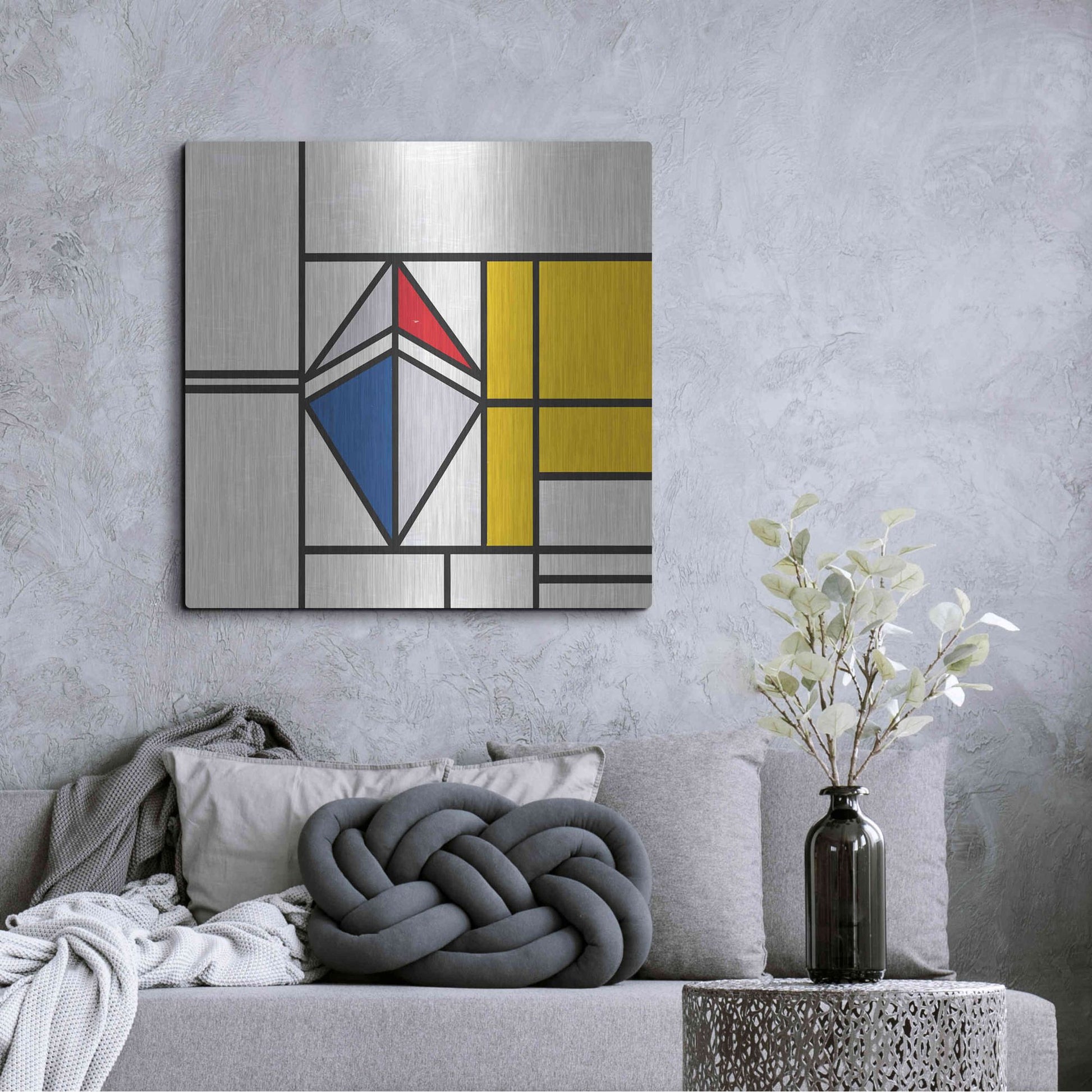 Luxe Metal Art 'Mondrian 3937 Ethereum Crypto Art-02' by Luxe Portfolio, Metal Wall Art,36x36