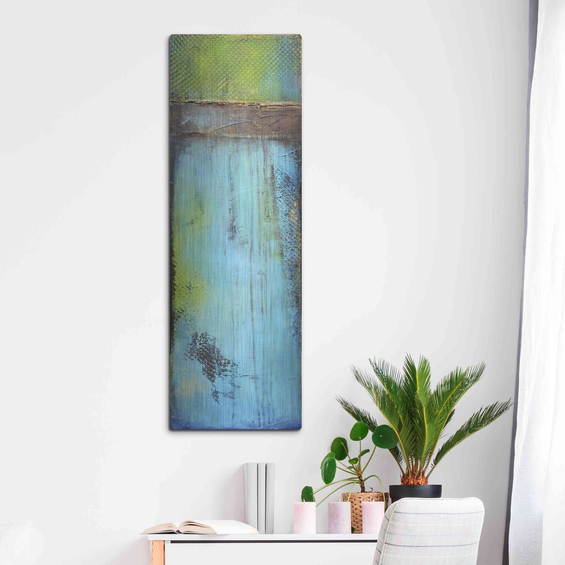 Luxe Metal Art 'Fisher Island II' by Erin Ashley, Metal Wall Art,16x48