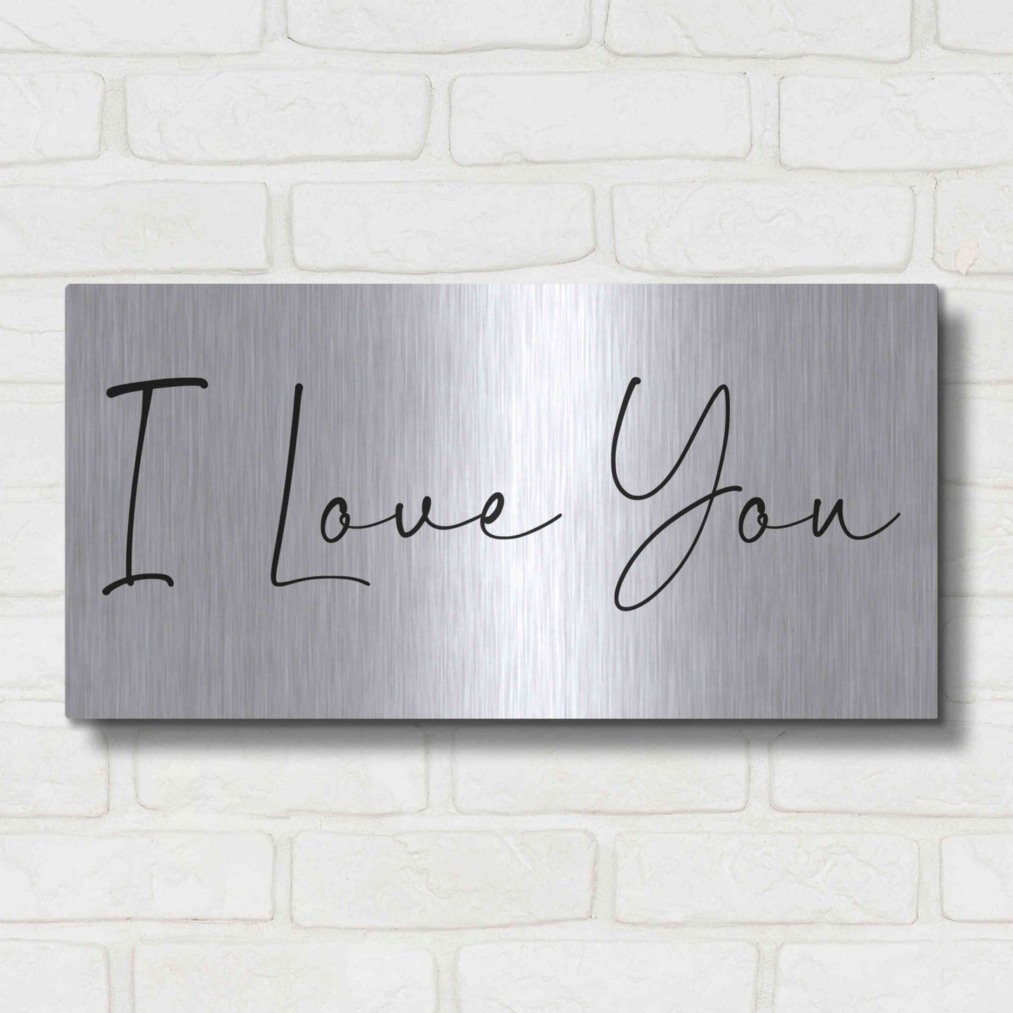 Luxe Metal Art 'I Love You' by Epic Portfolio, Metal Wall Art,24x12