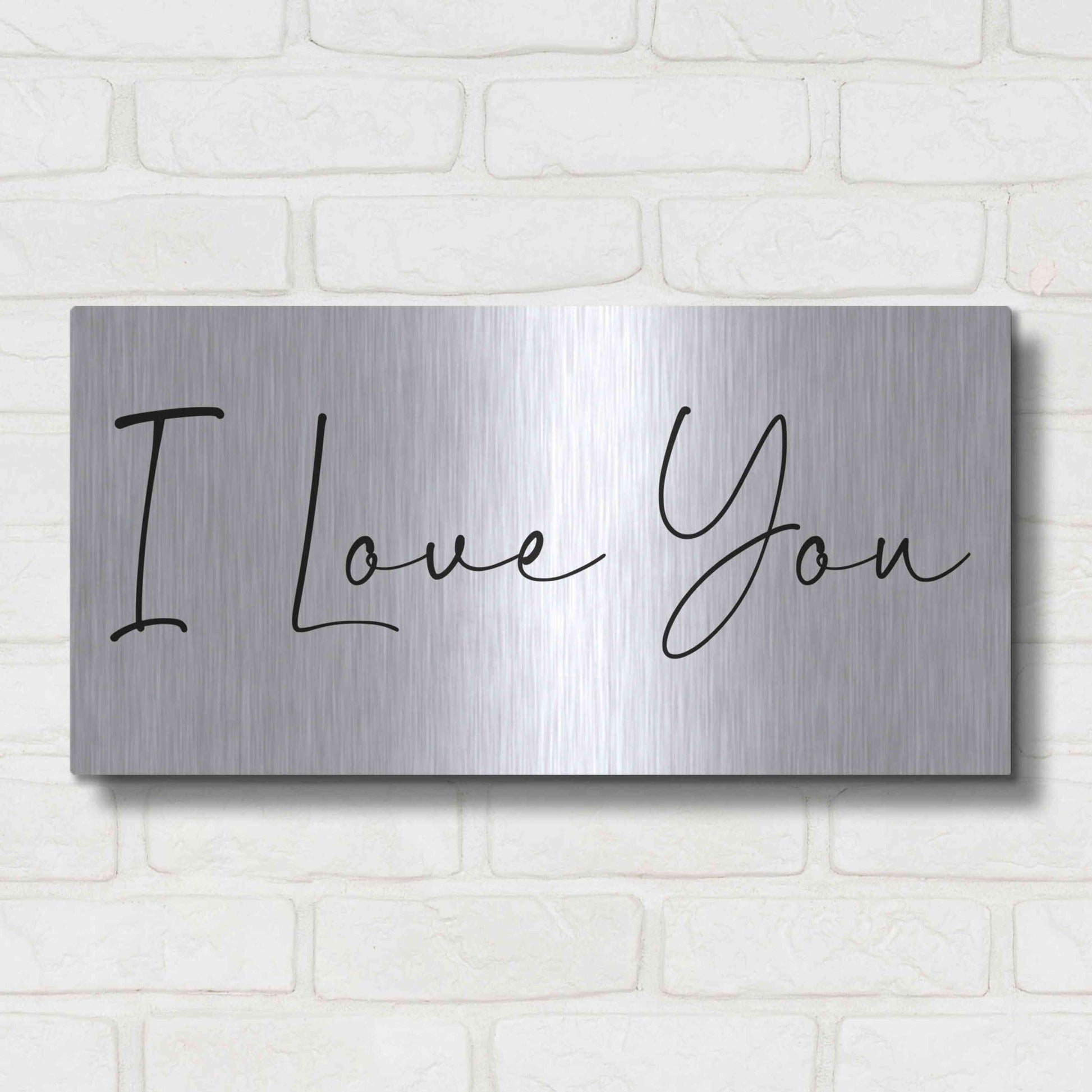 Luxe Metal Art 'I Love You' by Epic Portfolio, Metal Wall Art,24x12