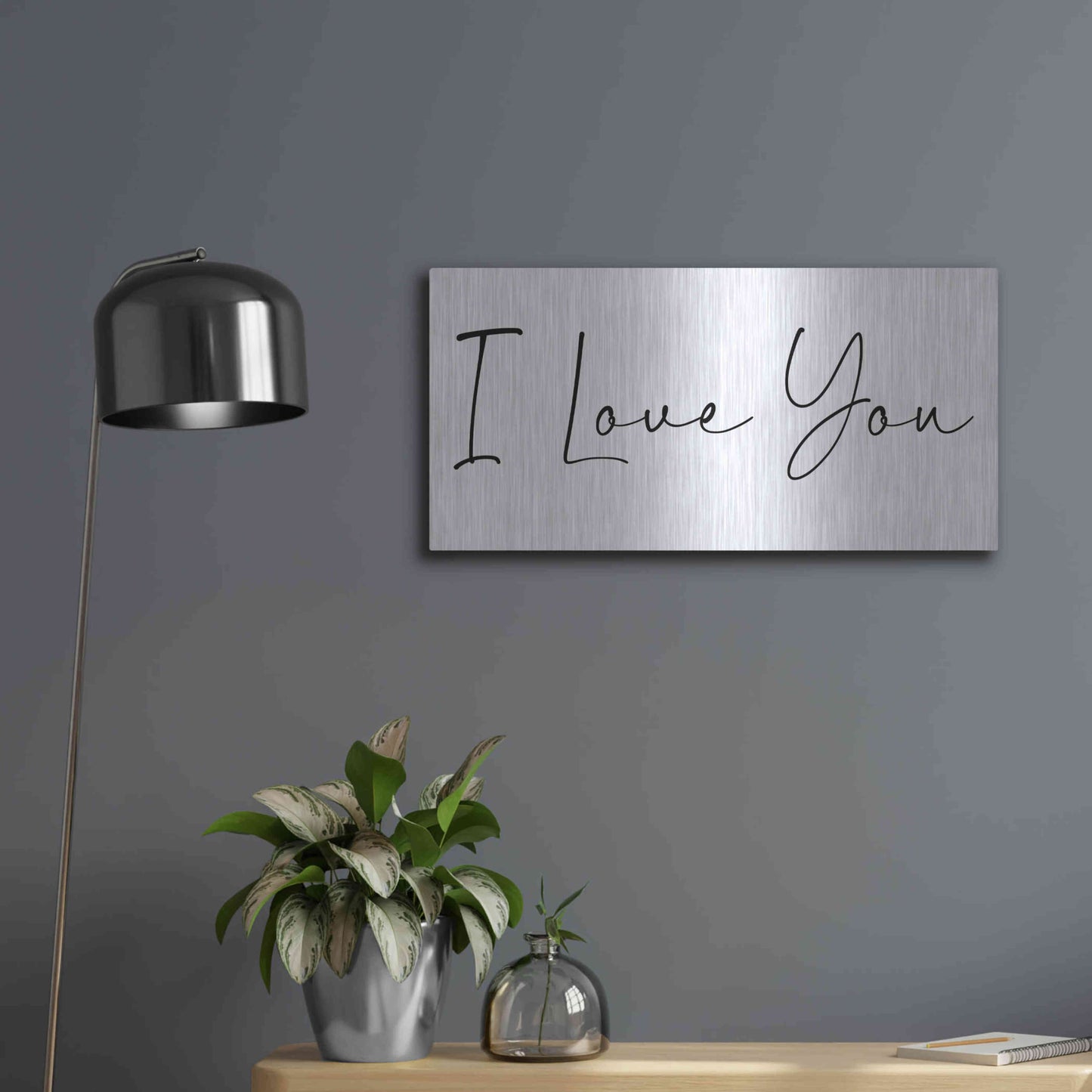 Luxe Metal Art 'I Love You' by Epic Portfolio, Metal Wall Art,24x12