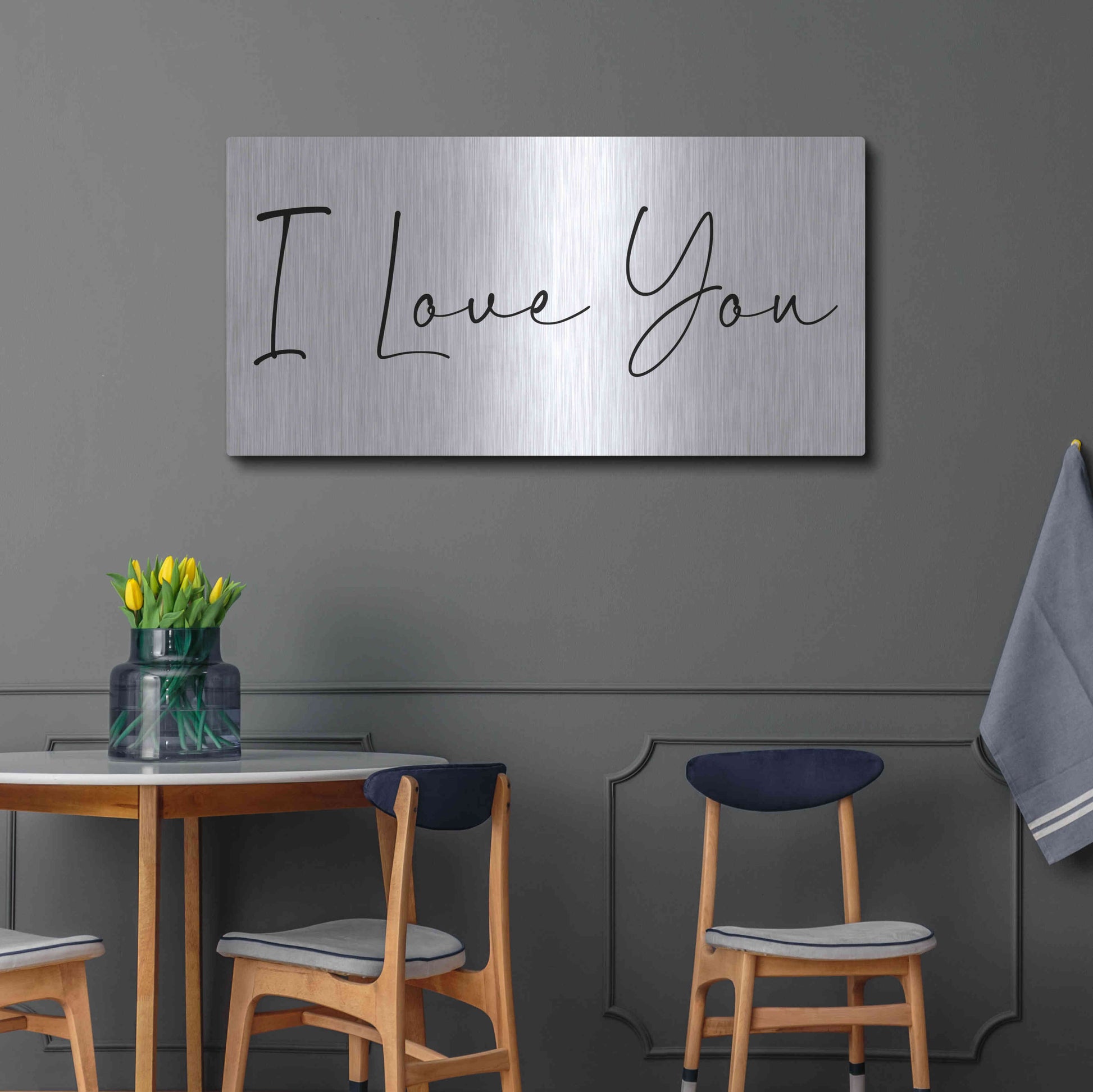 Luxe Metal Art 'I Love You' by Epic Portfolio, Metal Wall Art,48x24