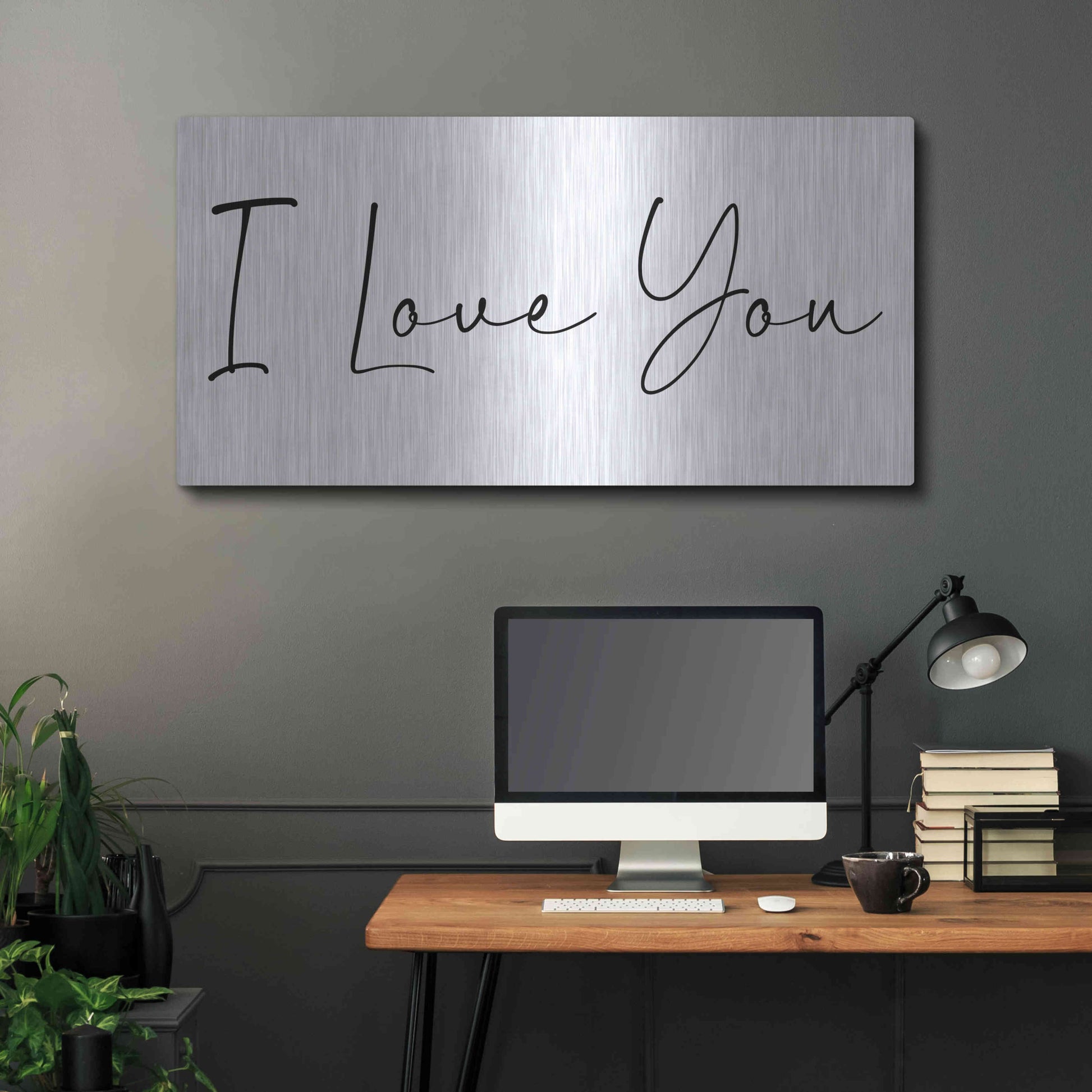 Luxe Metal Art 'I Love You' by Epic Portfolio, Metal Wall Art,48x24