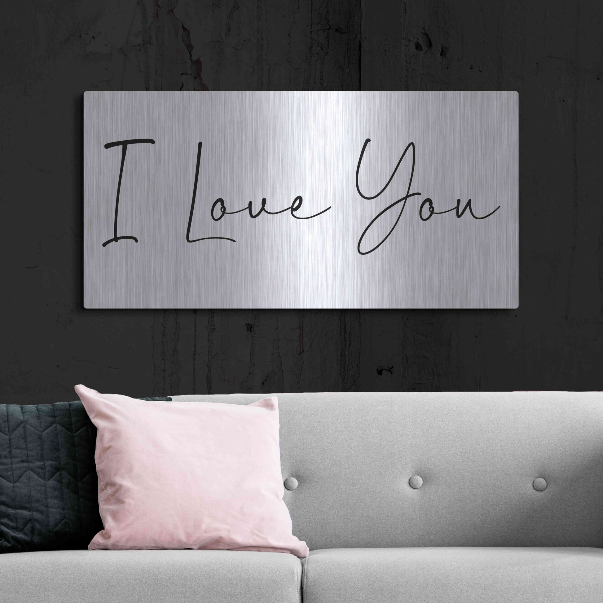 Luxe Metal Art 'I Love You' by Epic Portfolio, Metal Wall Art,48x24