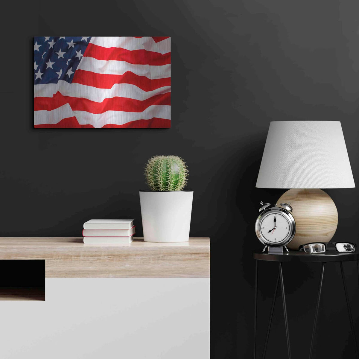 'Flag of the United States of America' by Luxe Metal Portfolio – Metal Wall Art, 24x16 room view