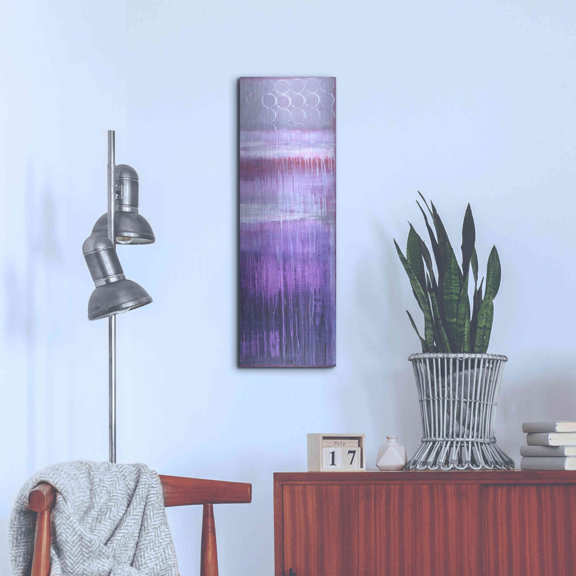 Luxe Metal Art 'Purple Rain II' by Erin Ashley, Metal Wall Art,12x36