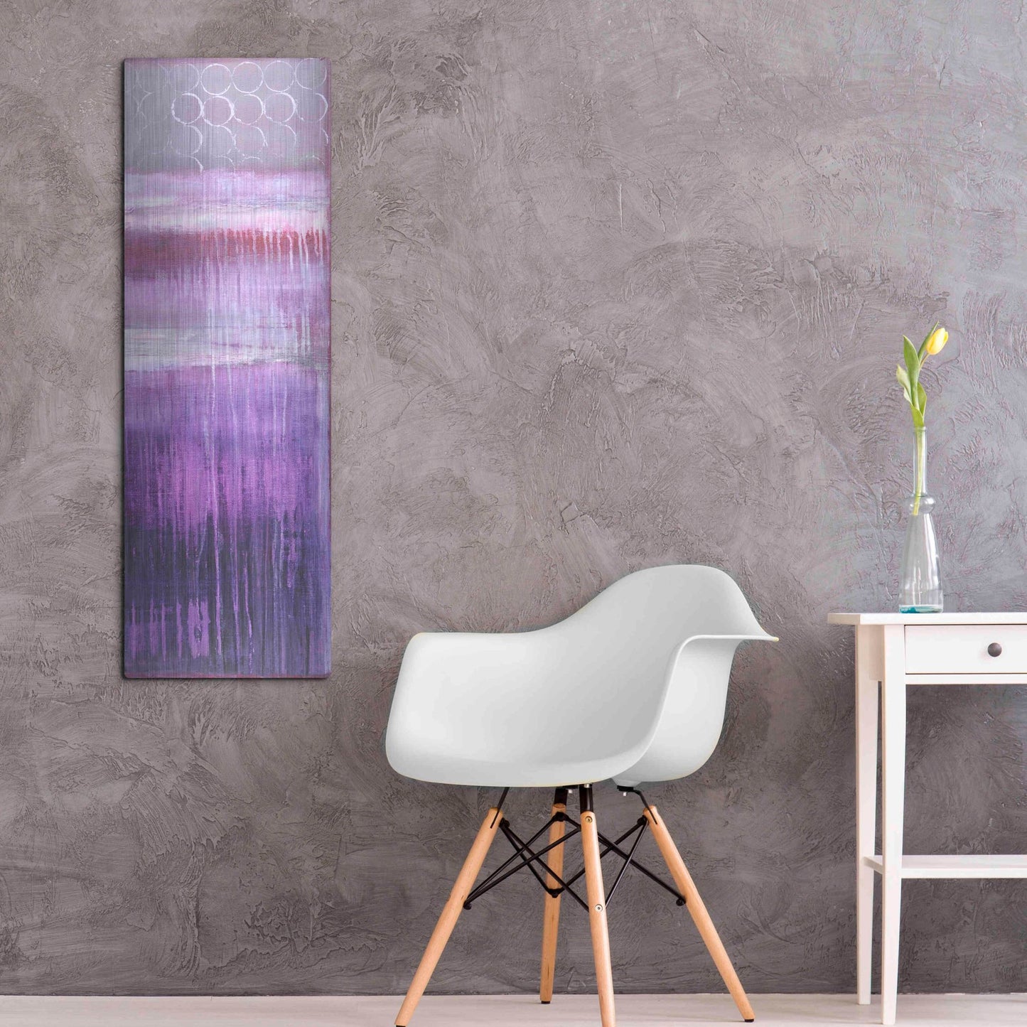 Luxe Metal Art 'Purple Rain II' by Erin Ashley, Metal Wall Art,16x48