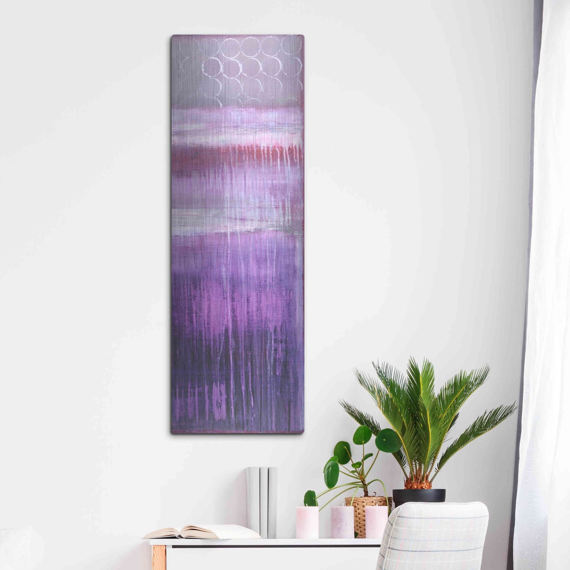 Luxe Metal Art 'Purple Rain II' by Erin Ashley, Metal Wall Art,16x48