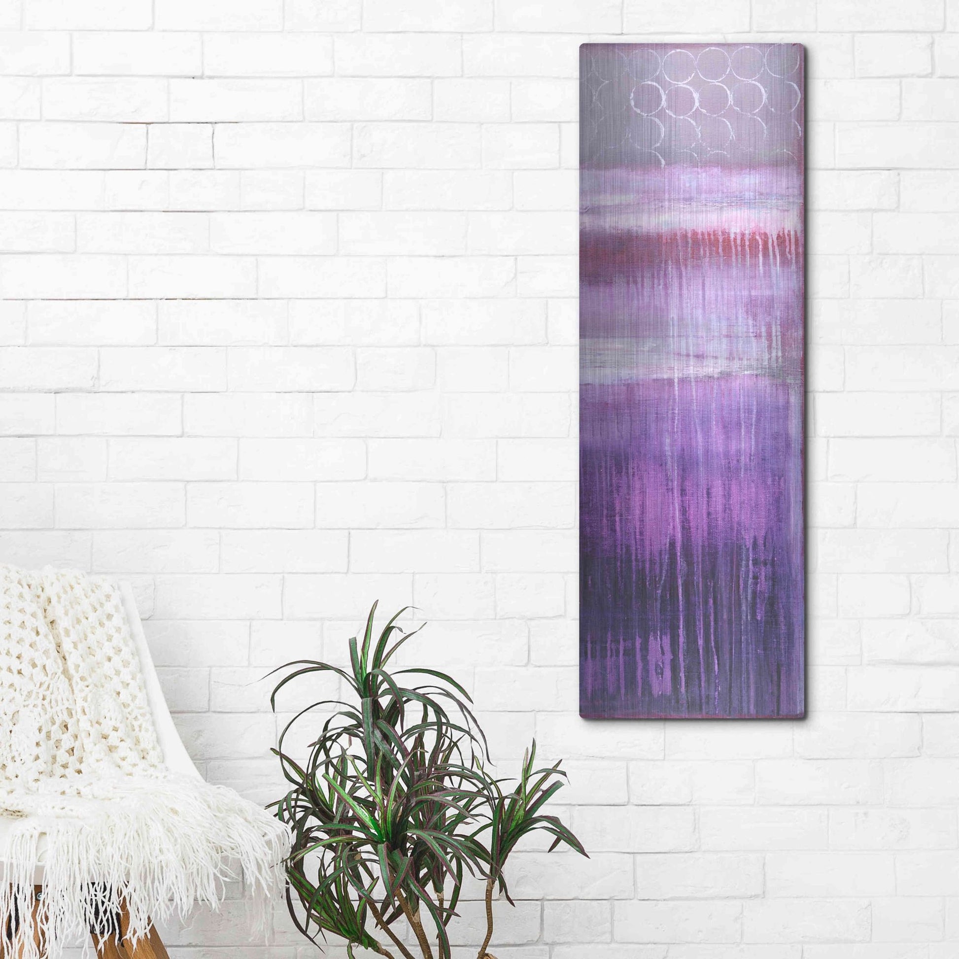 Luxe Metal Art 'Purple Rain II' by Erin Ashley, Metal Wall Art,16x48