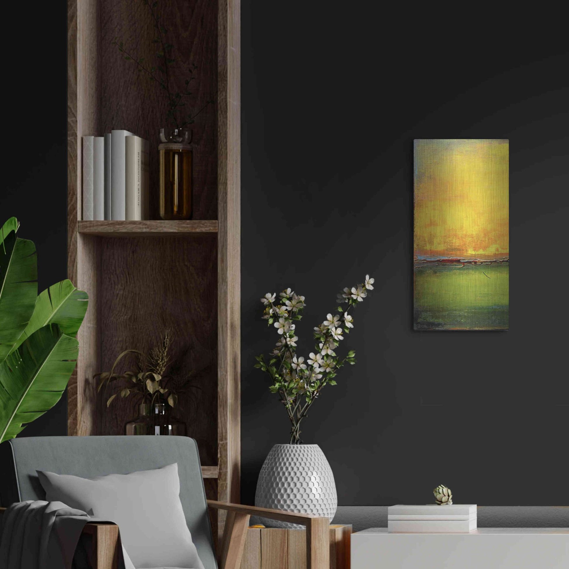 Luxe Metal Art 'Lime Wire I' by Erin Ashley, Metal Wall Art,12x24