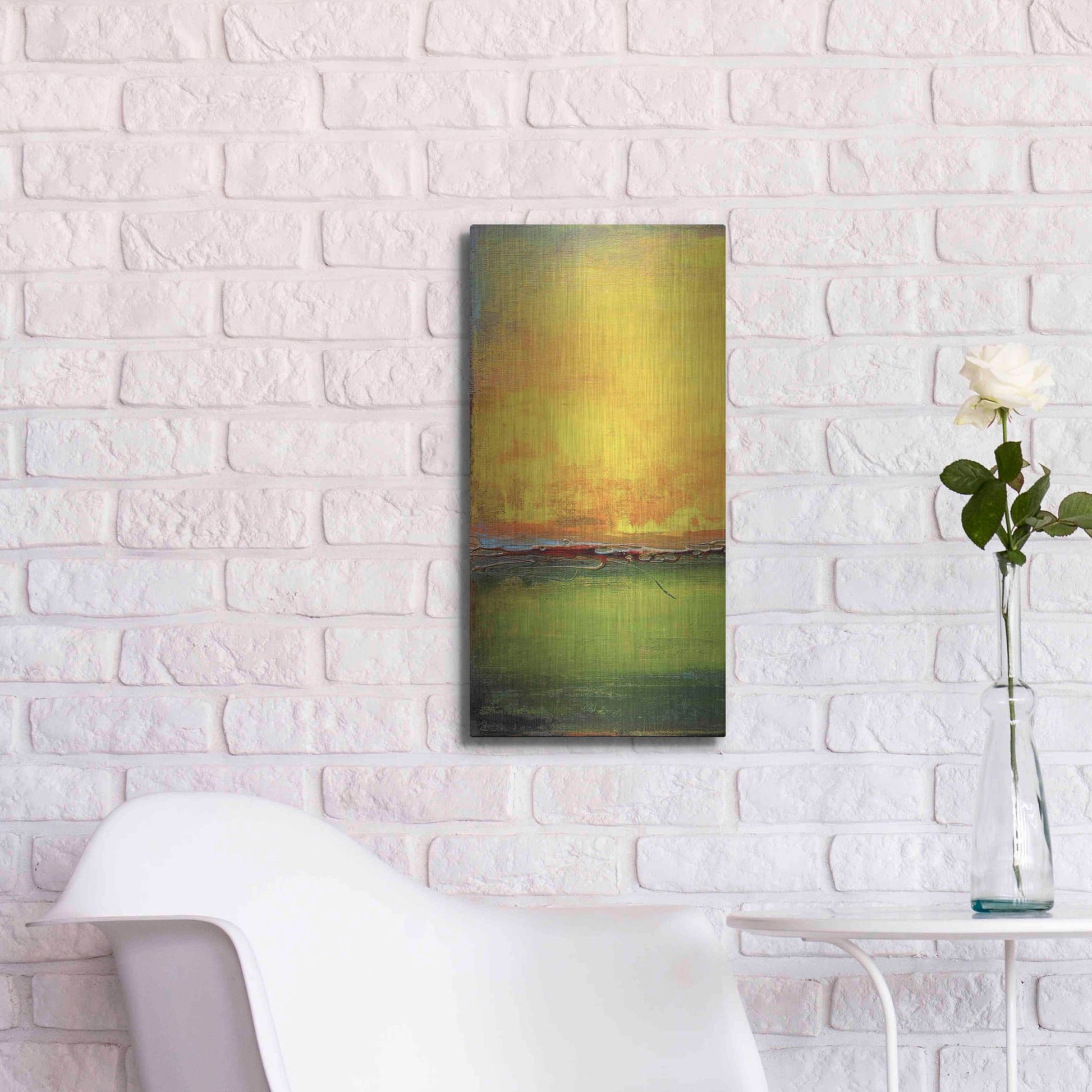 Luxe Metal Art 'Lime Wire I' by Erin Ashley, Metal Wall Art,12x24