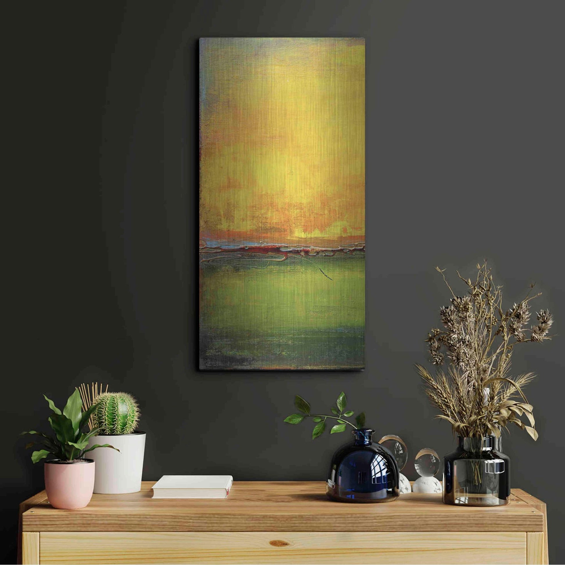 Luxe Metal Art 'Lime Wire I' by Erin Ashley, Metal Wall Art,12x24