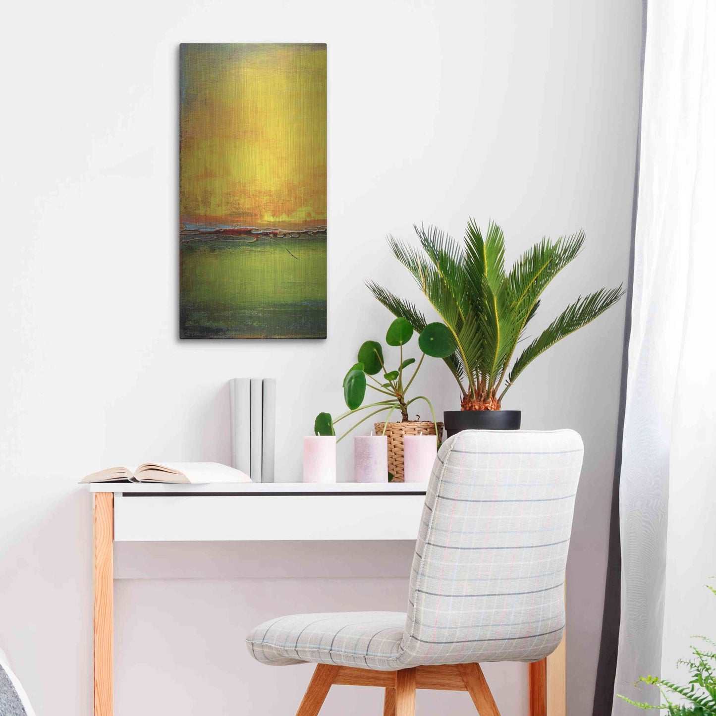 Luxe Metal Art 'Lime Wire I' by Erin Ashley, Metal Wall Art,12x24