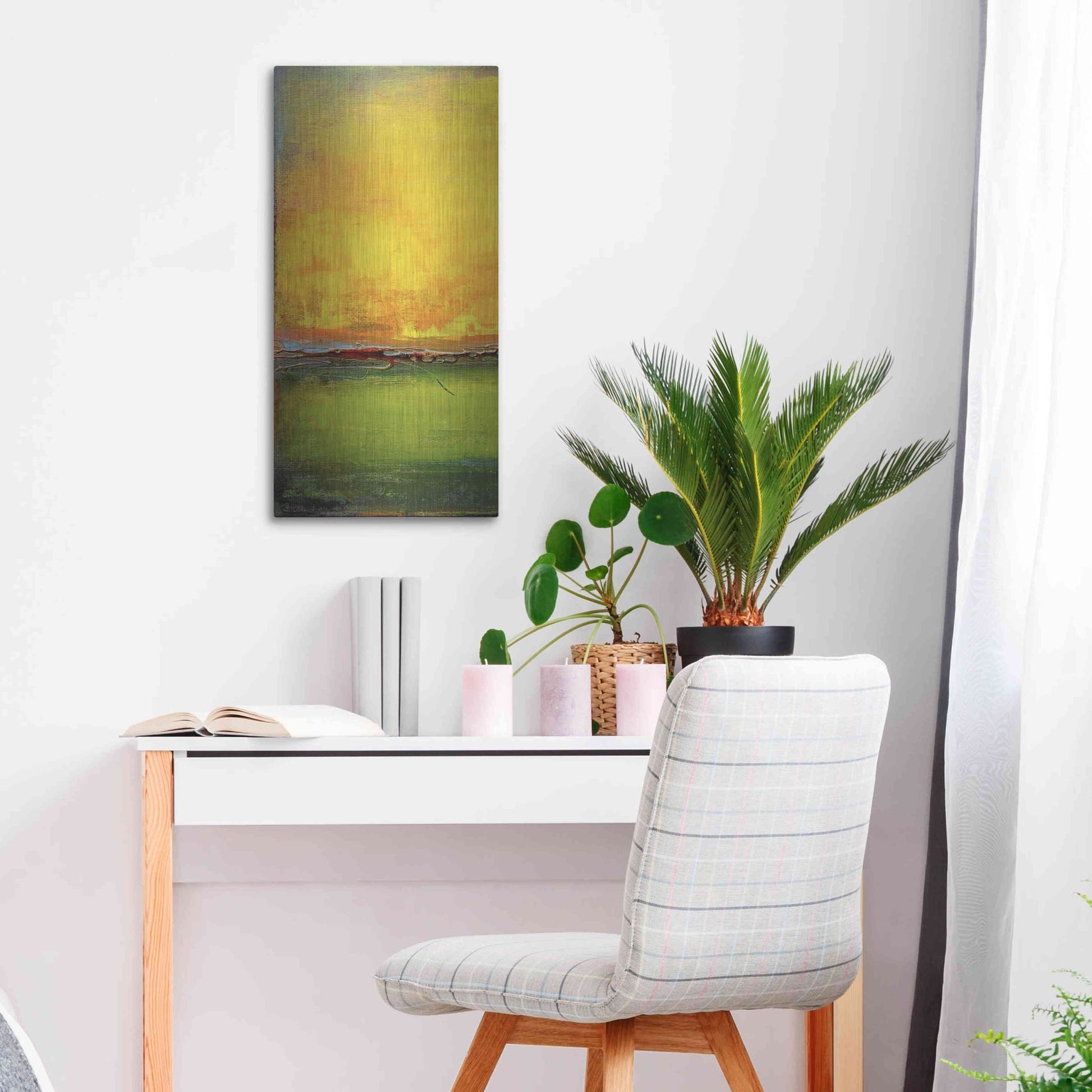 Luxe Metal Art 'Lime Wire I' by Erin Ashley, Metal Wall Art,12x24