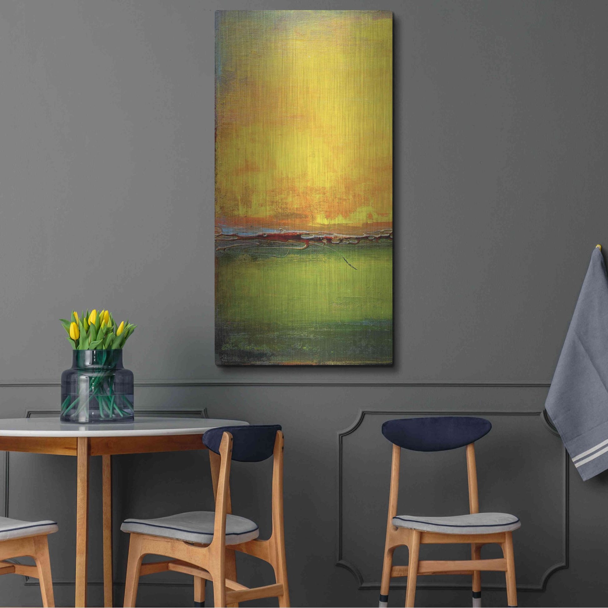 Luxe Metal Art 'Lime Wire I' by Erin Ashley, Metal Wall Art,24x48