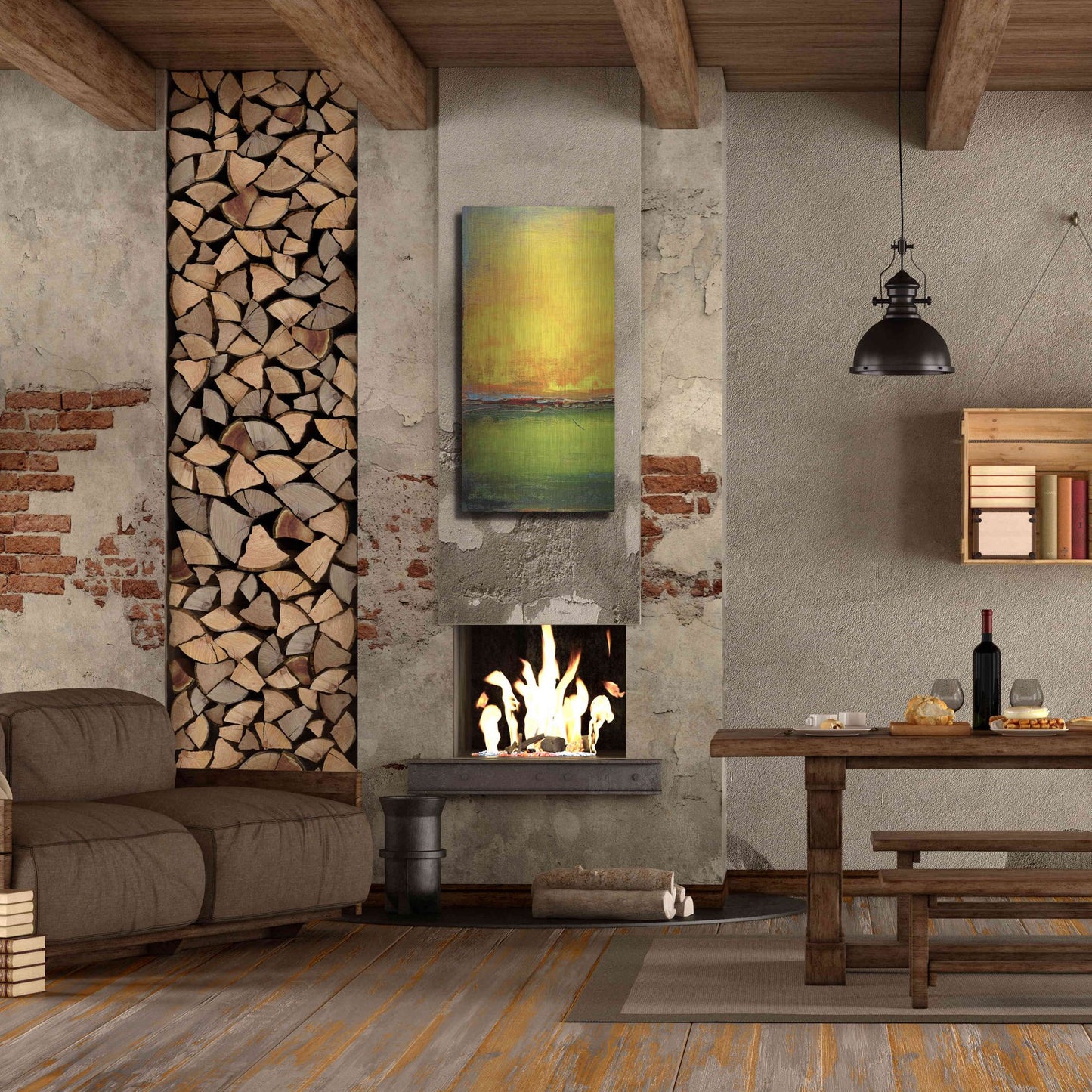 Luxe Metal Art 'Lime Wire I' by Erin Ashley, Metal Wall Art,24x48