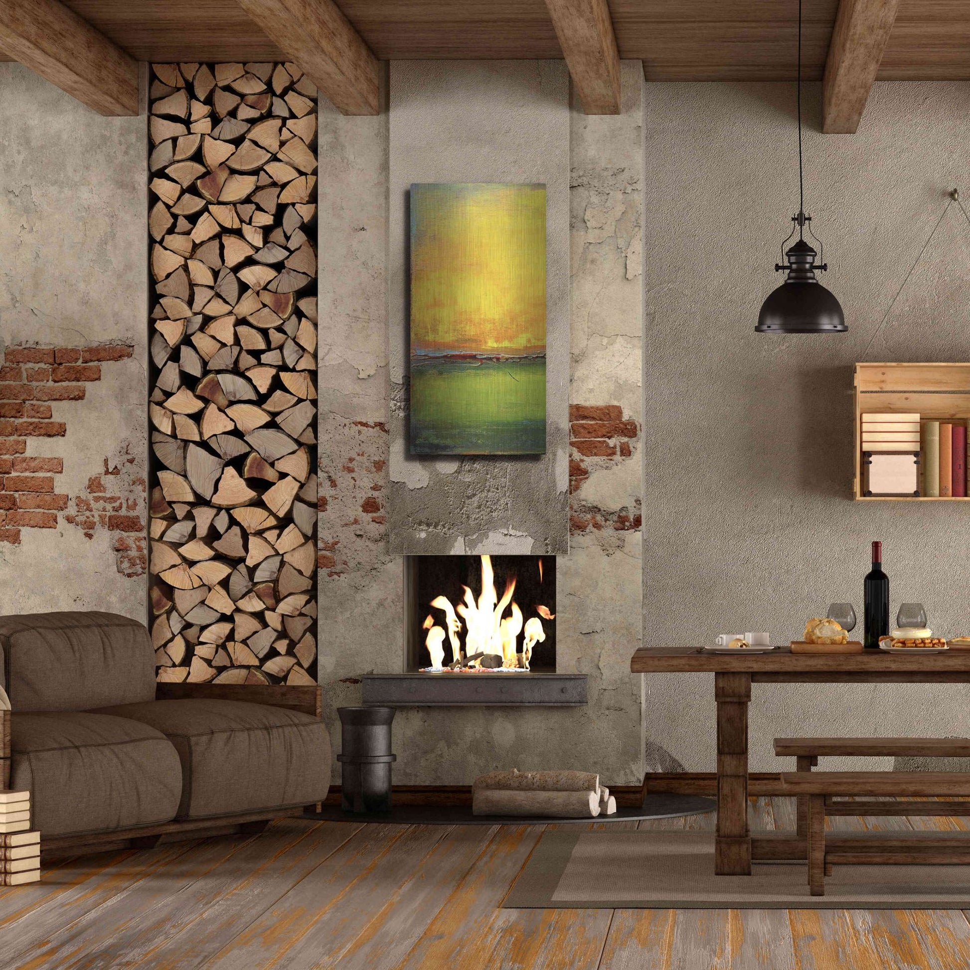 Luxe Metal Art 'Lime Wire I' by Erin Ashley, Metal Wall Art,24x48