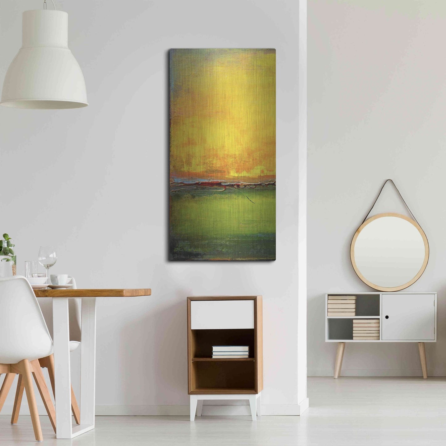 Luxe Metal Art 'Lime Wire I' by Erin Ashley, Metal Wall Art,24x48