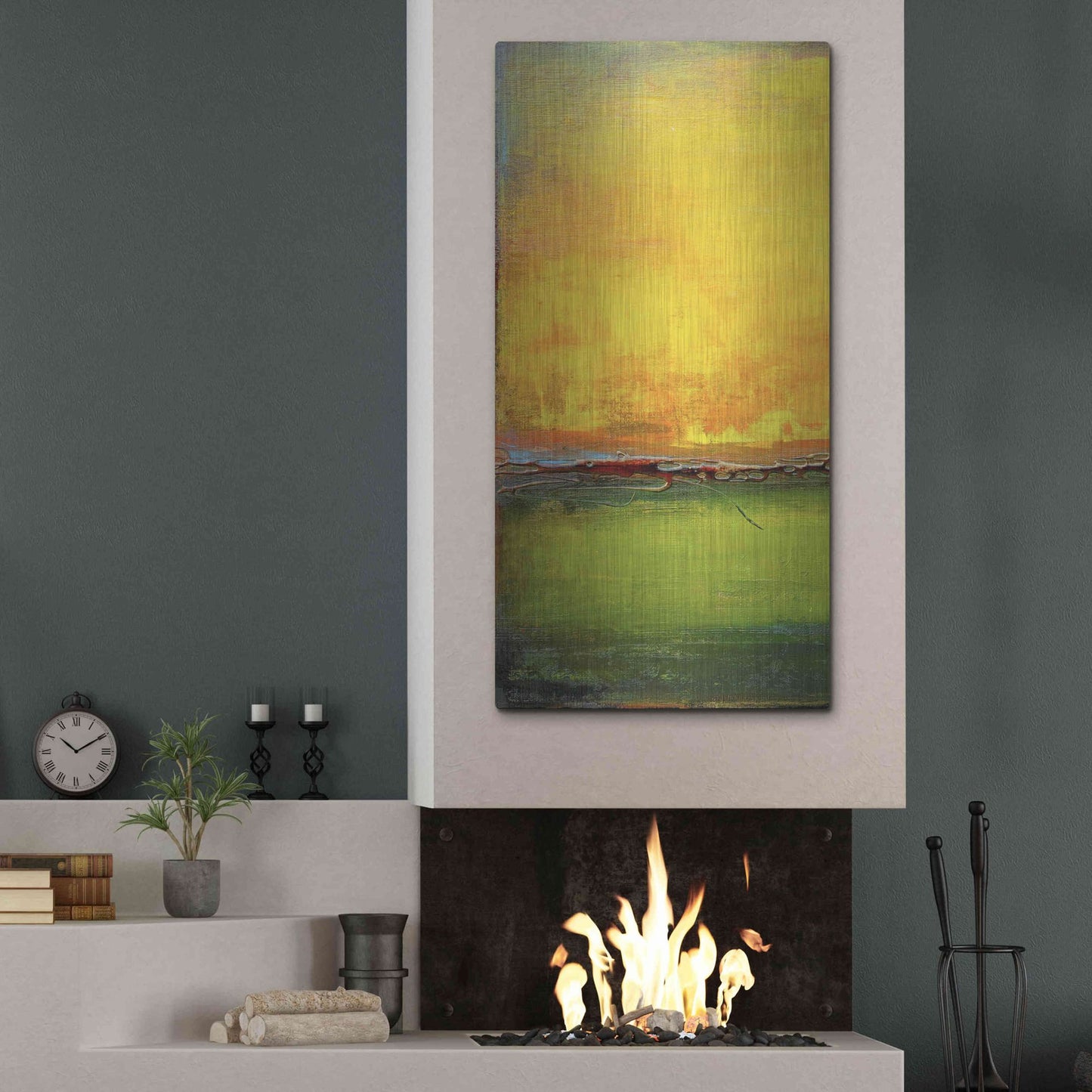 Luxe Metal Art 'Lime Wire I' by Erin Ashley, Metal Wall Art,24x48