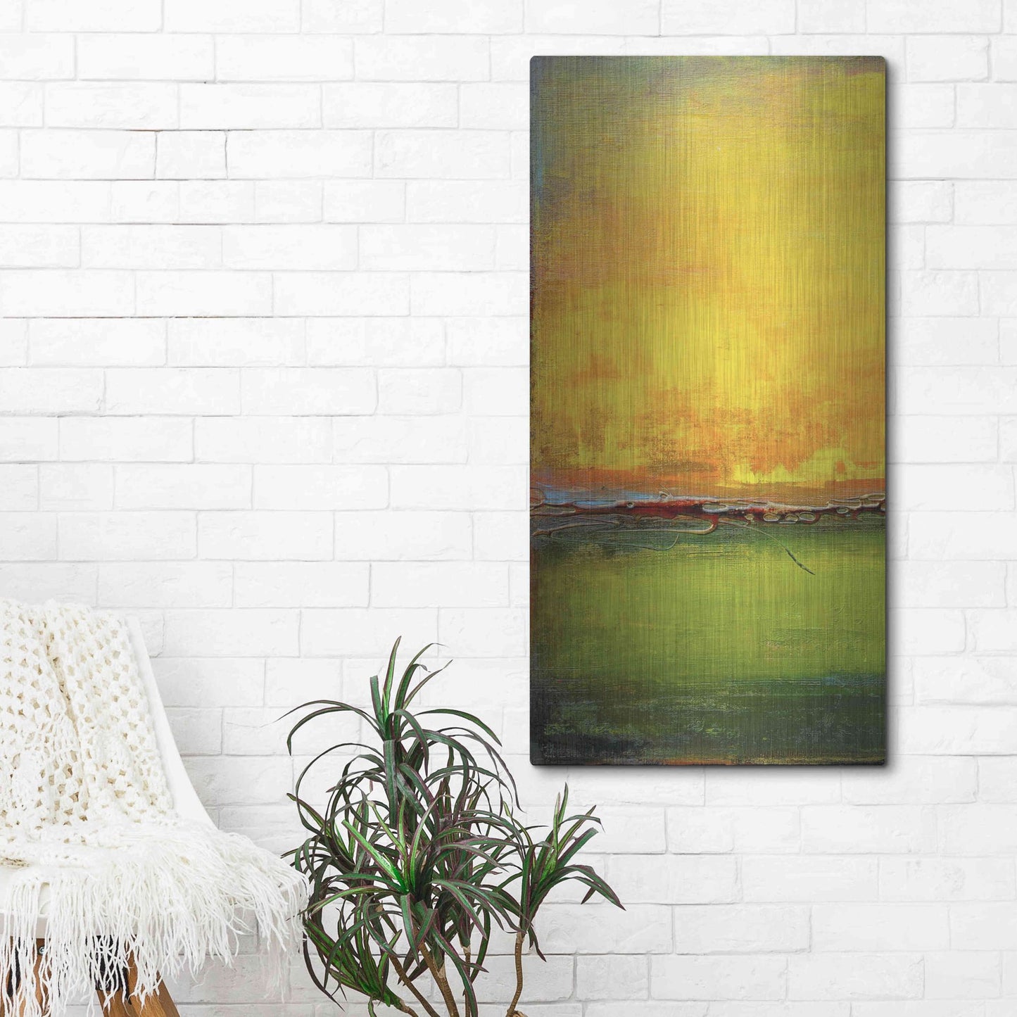 Luxe Metal Art 'Lime Wire I' by Erin Ashley, Metal Wall Art,24x48