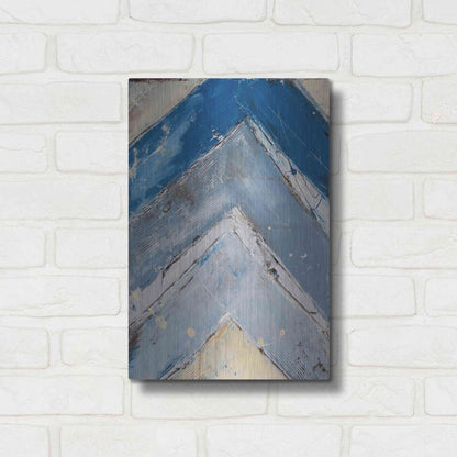 Luxe Metal Art 'Blue Zag I' by Erin Ashley, Metal Wall Art,12x16