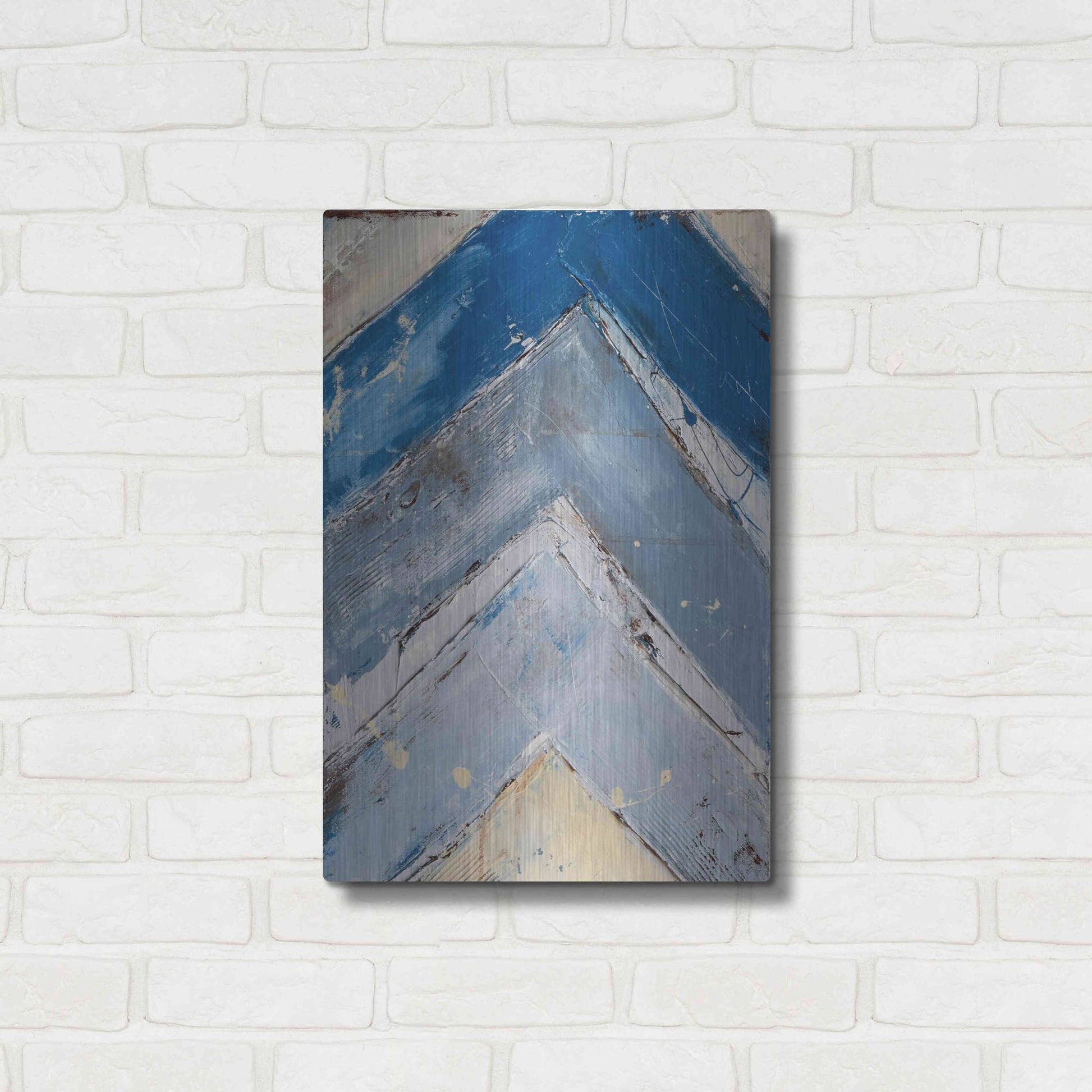 Luxe Metal Art 'Blue Zag I' by Erin Ashley, Metal Wall Art,16x24