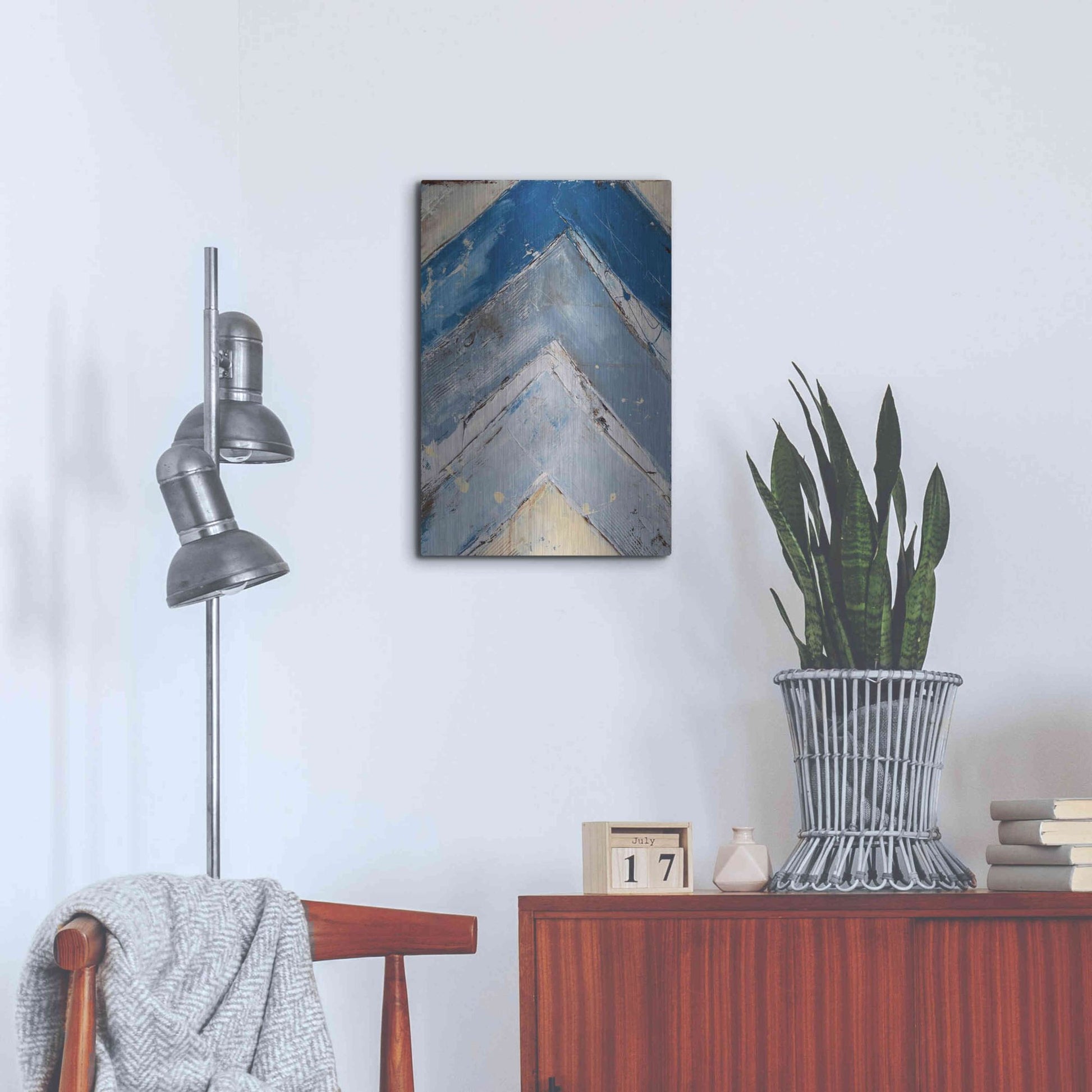 Luxe Metal Art 'Blue Zag I' by Erin Ashley, Metal Wall Art,16x24