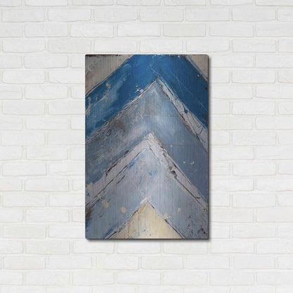 Luxe Metal Art 'Blue Zag I' by Erin Ashley, Metal Wall Art,24x36