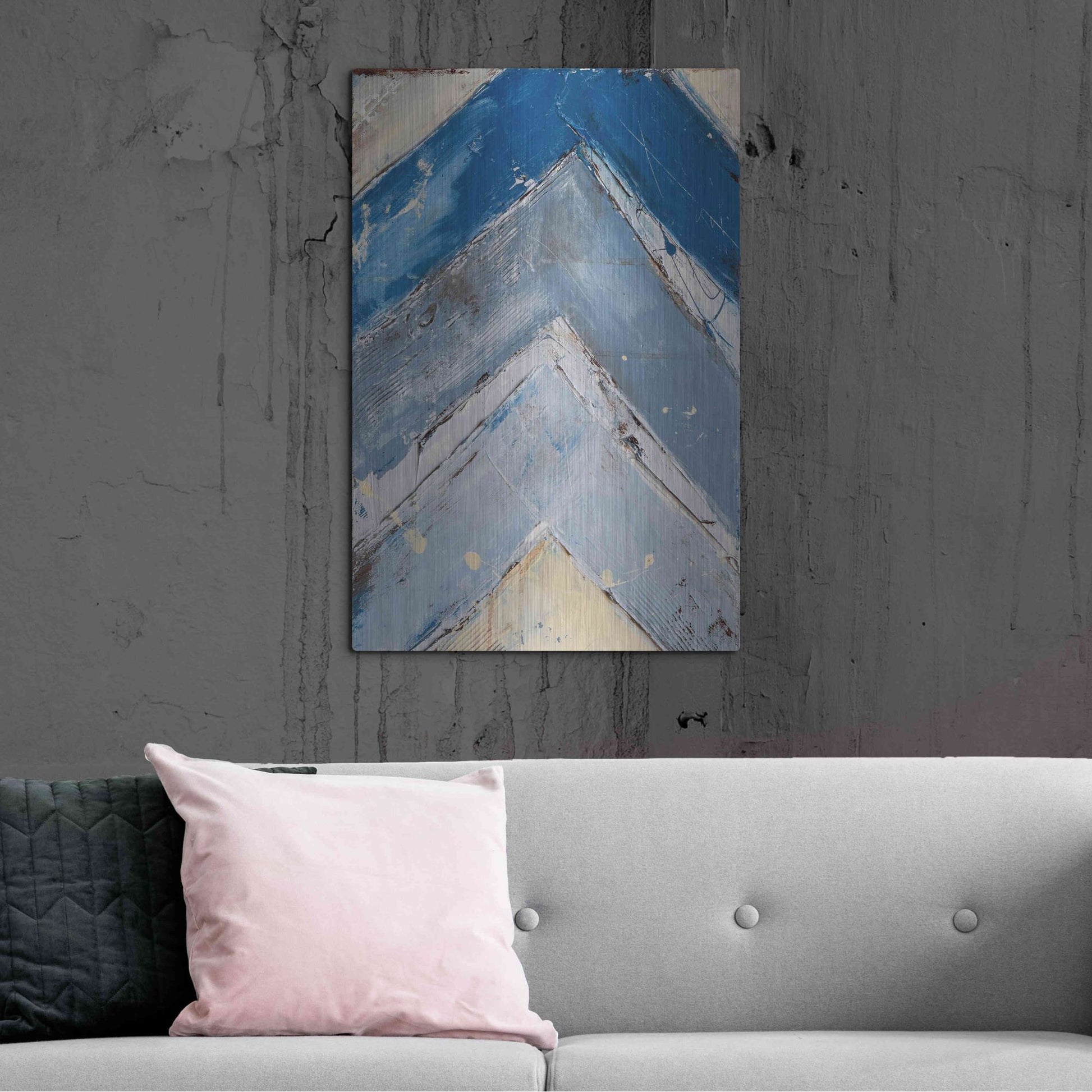 Luxe Metal Art 'Blue Zag I' by Erin Ashley, Metal Wall Art,24x36