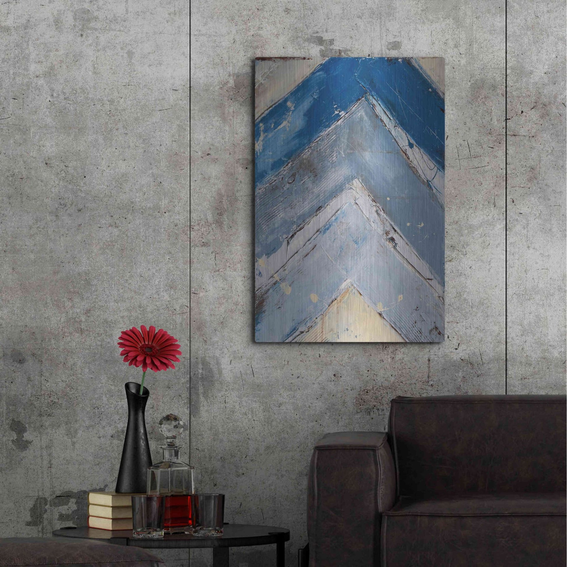 Luxe Metal Art 'Blue Zag I' by Erin Ashley, Metal Wall Art,24x36