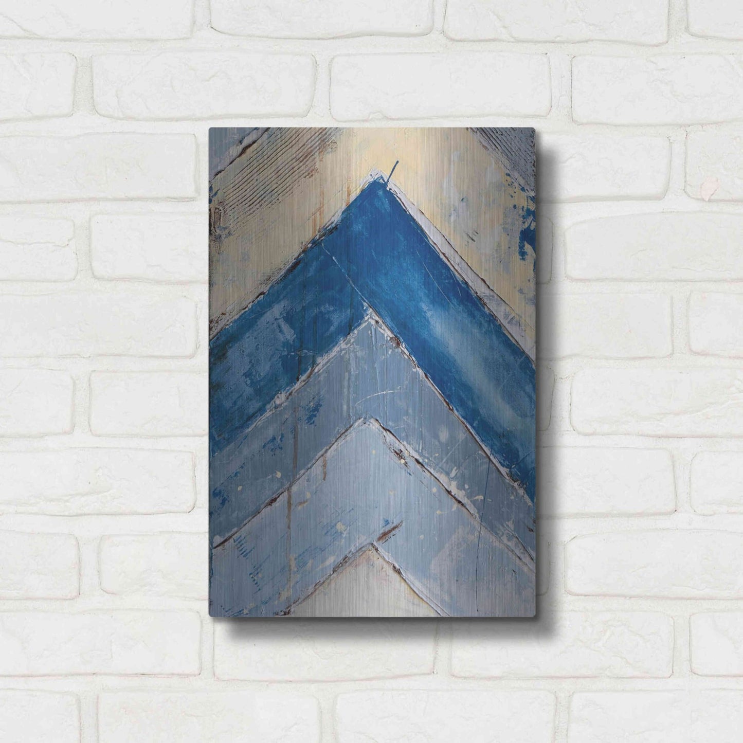 Luxe Metal Art 'Blue Zag II' by Erin Ashley, Metal Wall Art,12x16